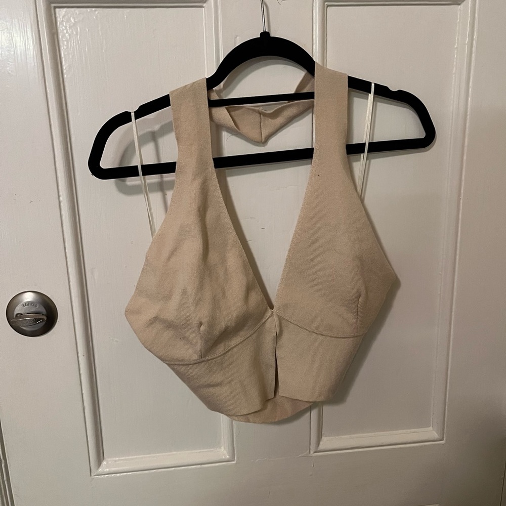 Cropped V-neck Halter Top